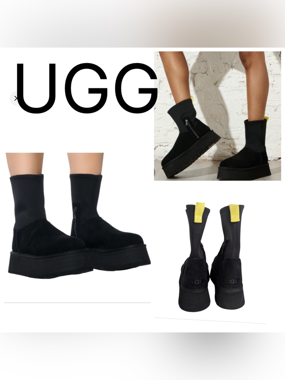 UGG Black Classic Dipper Winter Platform Boots - Size 7